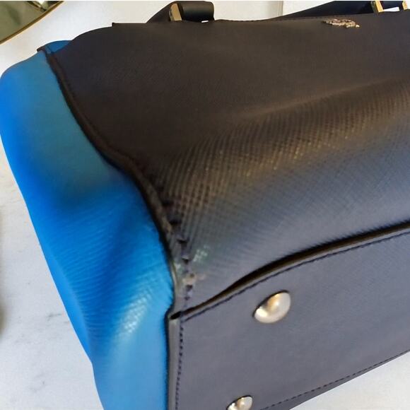 MCM Saffiano Leather Handbag Two-Tone Blue - Picture 16 of 16